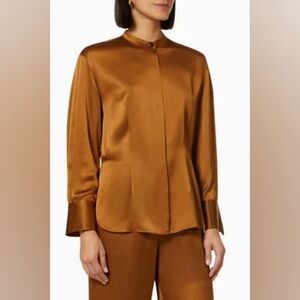 Vince Silk Band Collar Blouse